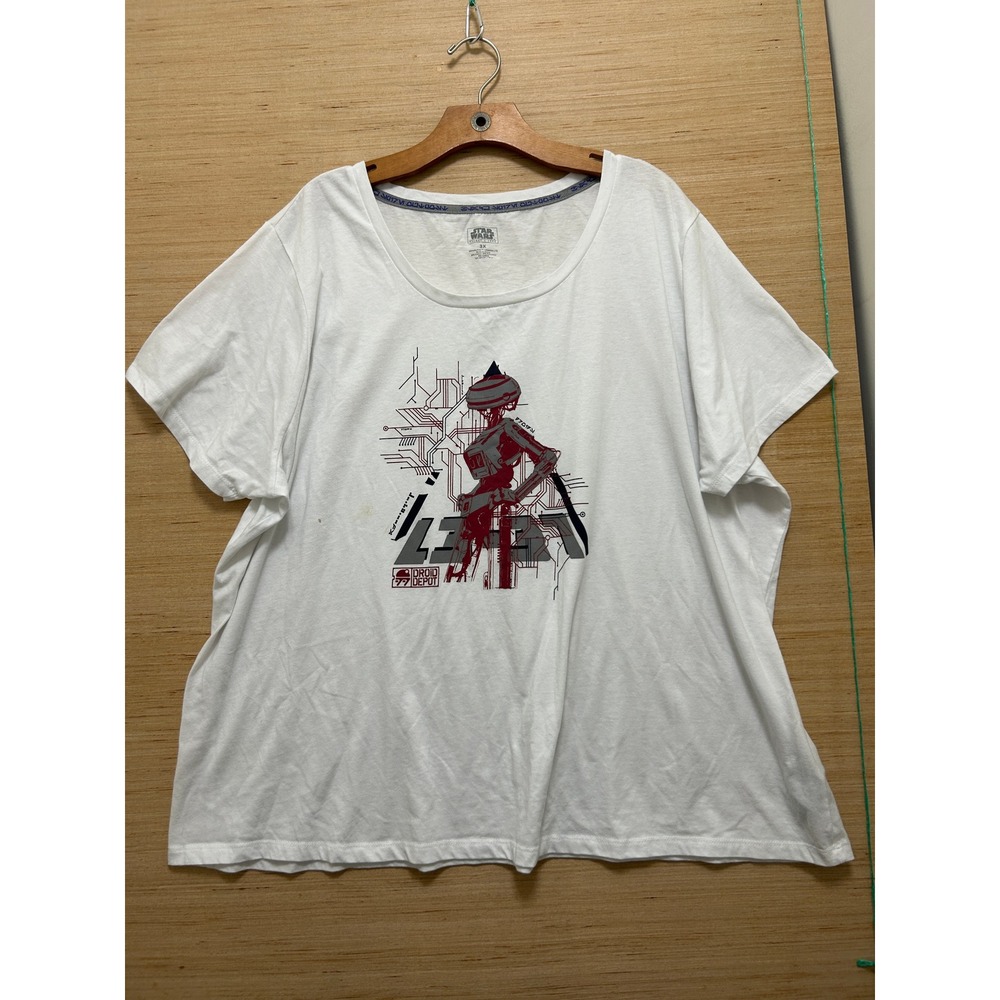 Star Wars Galaxys Edge Droid Depot L3-37 Graphic T-Shirt‎ White 3X Disney Parks